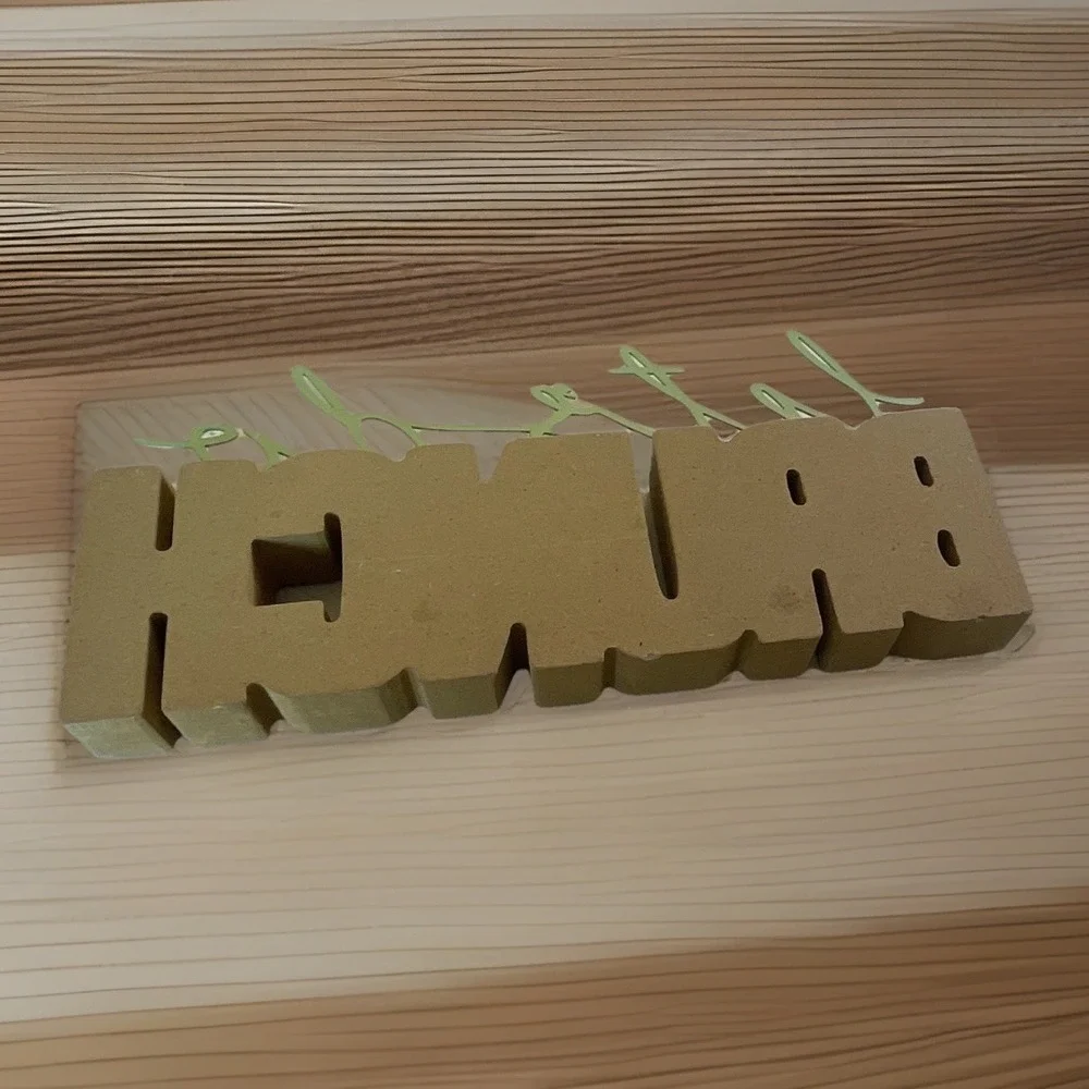 BRUNCH Lettering Wood Sign Beach Theme 3D Effect White/Green/Beige 10x4